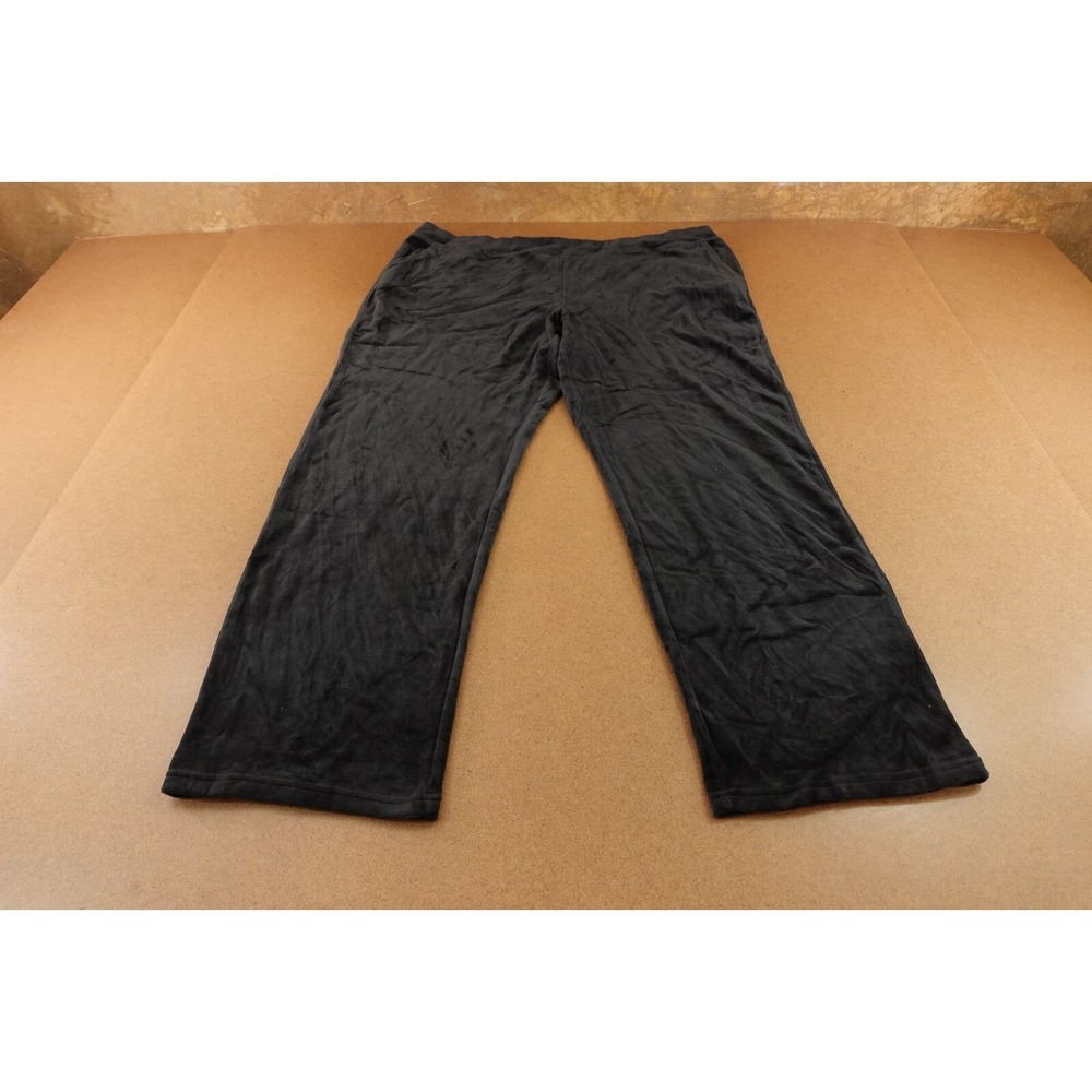 Chicos Zenergy Womens 20/22 Black‎ Velour Pocketed Straight Leg Pull On Pant NWT